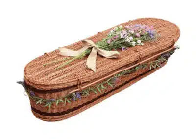 Chestnut willow oval eco-friendly coffin with woven design and natural finish