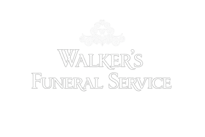 Walkers Funeral Service white logo with ornate W emblem on transparent background